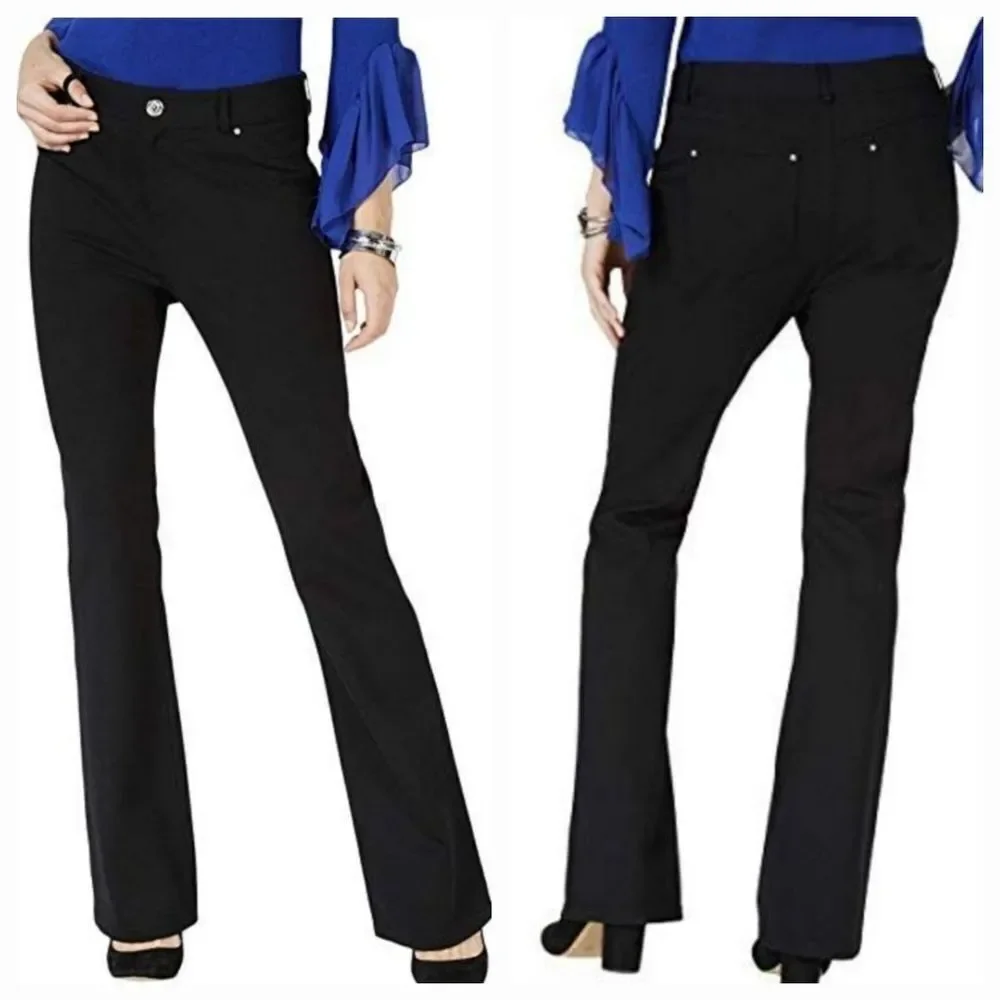 ☔️🔹️INC Bluish Black Velour Luxe Bootcut Pants Size 4/27 - Picture 1 of 13